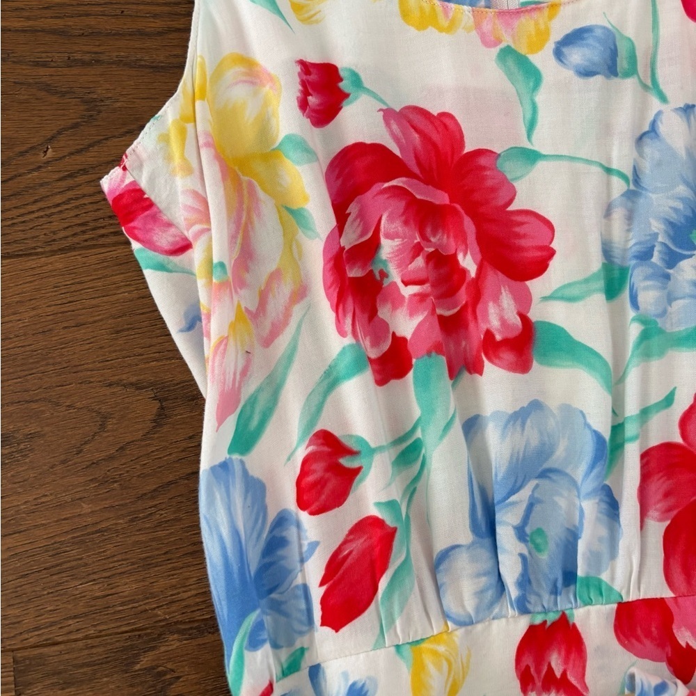Vintage Floral Tie Waist Scoop Neck Midi Sundress - Picture 10 of 16